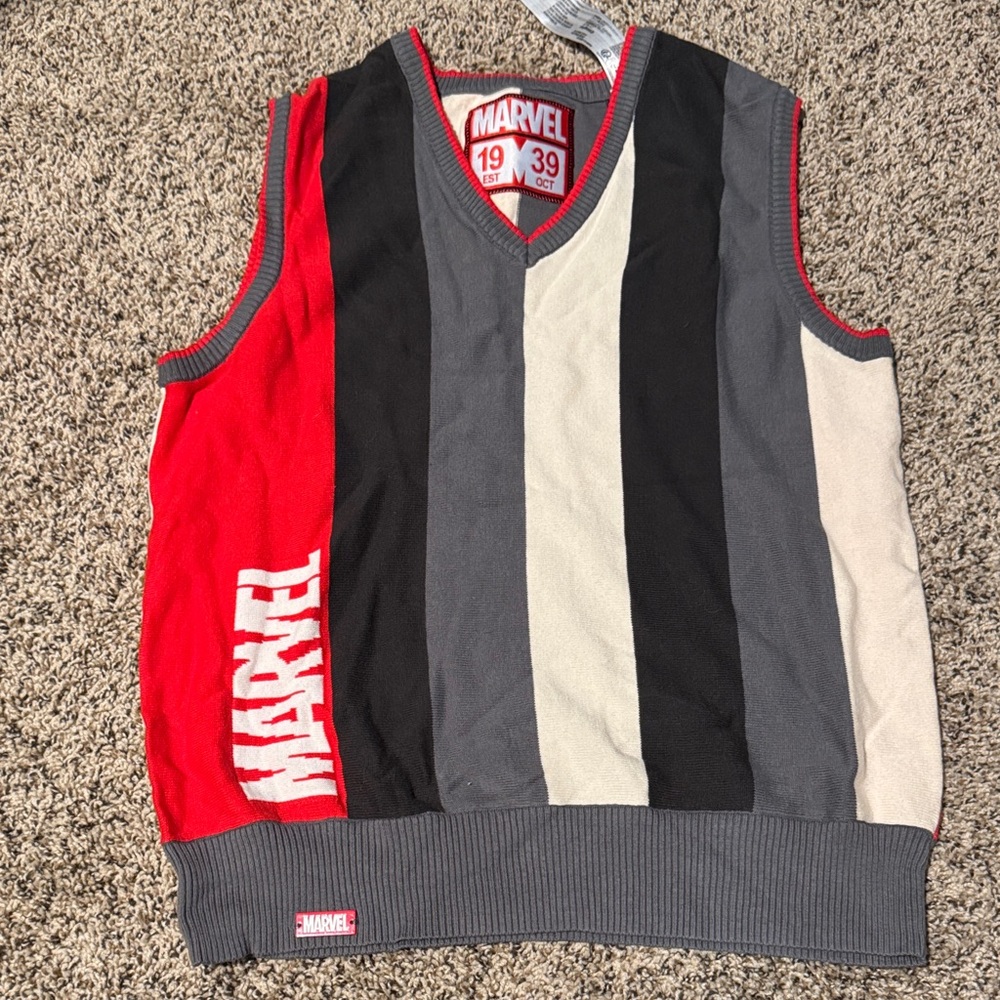 Marvel Striped Sleeveless Top - Red, Black, Gray